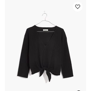 Madewell Black Textured Tie-Front Top NWT